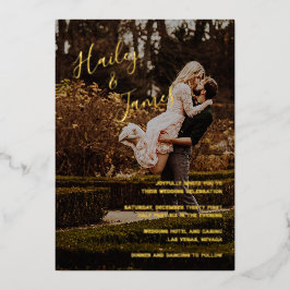 Elegantes Foto Moderne Hochzeit Folieneinladung