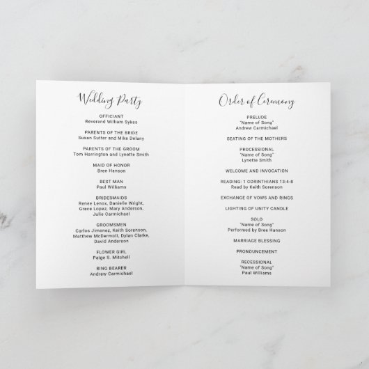 Elegantes Foto Moderne Hochzeit Programm (Innenseite)