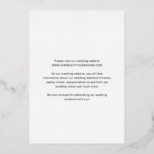 Elegantes Foto Moderne Hochzeit retten das Datum Folieneinladung (Rückseite)