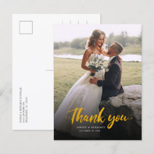 Elegantes Foto Moderne Hochzeit Vielen Dank Postkarte