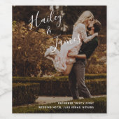 Elegantes Foto Moderne Hochzeit Weinetikett (Einzelnes Label)