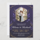 Elegantes Foto Moderne Lila Hochzeitseinladung Einladung (Vorderseite)