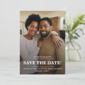 Elegantes Foto Moderne Typografie Save the Date Ka (Stehend Vorderseite)