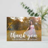 Elegantes Foto Moderner Abschluss Dankeskarte (Stehend Vorderseite)
