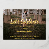 Elegantes Foto Moderner Abschluss Folieneinladung (Vorderseite)