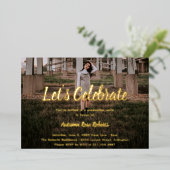 Elegantes Foto Moderner Abschluss Folieneinladung (Stehend vorne)