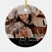 Elegantes Foto Modernes Grün Glockenturm Keramik Ornament (Vorne)