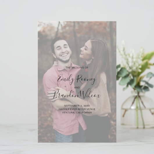 Elegantes Foto Modernes Hochzeitsprogramm (Stehend Vorderseite)