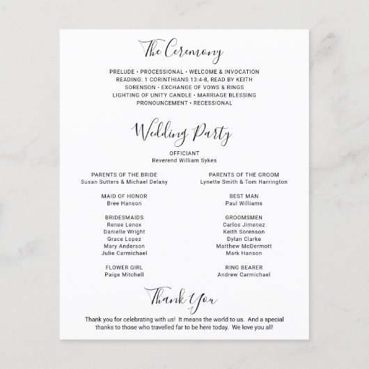 Elegantes Foto Modernes Hochzeitsprogramm (Hinten)