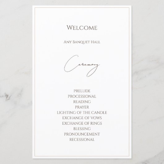 Elegantes Foto Modernes Hochzeitsprogramm für Typo (Rückseite)