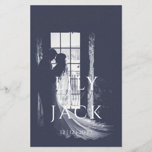 Elegantes Foto Modernes Hochzeitsprogramm für Typo (Vorderseite)