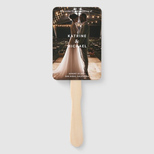 Elegantes Foto Modernes Hochzeitsprogramm Handfan Fächer (Rückseite)