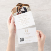 Elegantes Foto Monogram QR All In One Einladung (Abreißen)