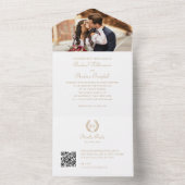 Elegantes Foto Monogram QR All In One Einladung (Innen Boden)