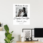 Elegantes Foto nach Hochzeit - Willkommen Poster (Heimbüro)