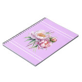 Elegantes Foto-Notebook mit Peony Spiral - Lilac Notizblock (Linke Seite)