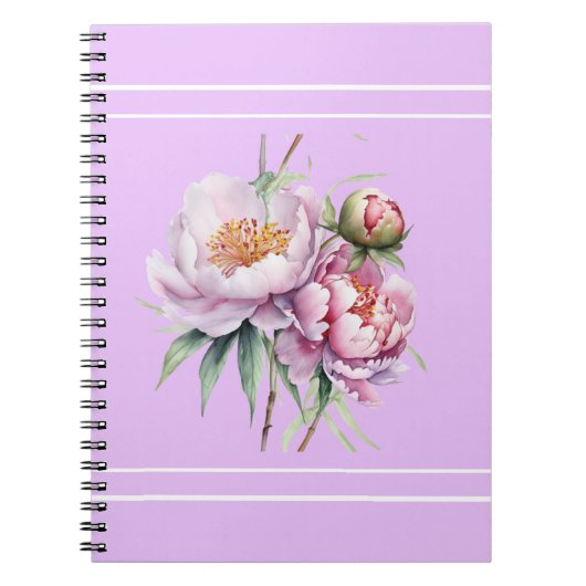Elegantes Foto-Notebook mit Peony Spiral - Lilac Notizblock (Vorderseite)
