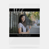 Elegantes Foto Open House Willkommen Acrylschild (Vorderseite)