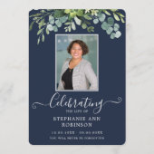 Elegantes Foto Order of Service Blue Programm (Vorderseite)