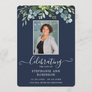 Elegantes Foto Order of Service Blue Programm