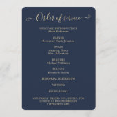 Elegantes Foto Order of Service Gold Blue Programm (Rückseite)