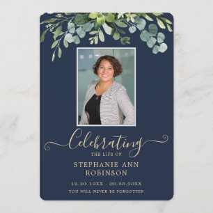 Elegantes Foto Order of Service Gold Blue Programm