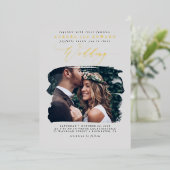 Elegantes Foto Overlay Gray Boho Wedding Real Folieneinladung (Stehend vorne)