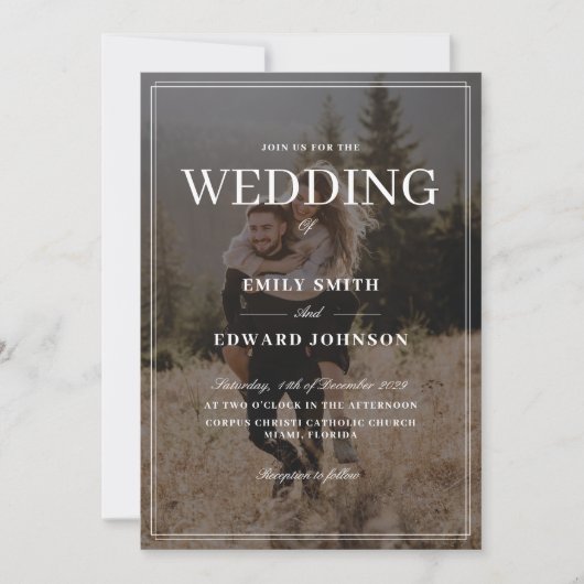 Elegantes Foto Overlay Hochzeit Einladung (Vorderseite)