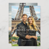 Elegantes Foto Overlay Moderne Schwarz-weiße Hochz Einladung (Vorne/Hinten)