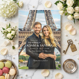 Elegantes Foto Overlay Moderne Schwarz-weiße Hochz Einladung