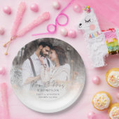 Elegantes Foto Overlay Mrs. Names Date Wedding Pappteller (Party)