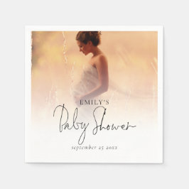 Elegantes Foto Overlay Neutrale Babydusche Serviette