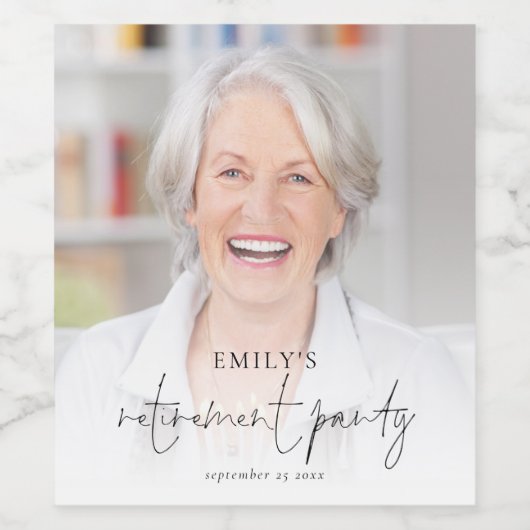 Elegantes Foto Overlay Party Weinetikett (Einzelnes Label)