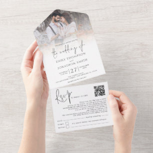 Elegantes Foto-Overlay-QR-Code-Script Hochzeit All In One Einladung