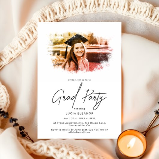 Elegantes Foto Overlay Script Grad Party Einladung