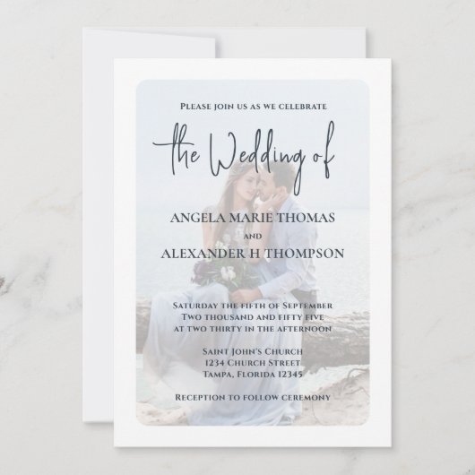 Elegantes Foto Overlay Simple Minimalistisch Navy  Einladung (Vorderseite)