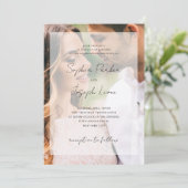 Elegantes Foto-Overlay und UAWG QR-Code-Hochzeit Einladung (Stehend Vorderseite)