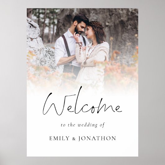 Elegantes Foto Overlay Willkommen bei Hochzeit Poster (Vorne)