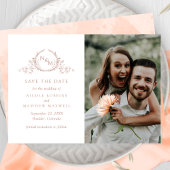 Elegantes Foto Peach Monogram Wedding Save The Date