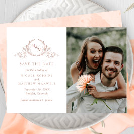 Elegantes Foto Peach Monogram Wedding Save The Date
