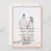 Elegantes Foto Peach Wedding Einladung (Vorderseite)