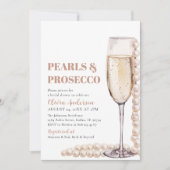 Elegantes Foto Perlen und Prosecco Brautparty Einladung (Vorderseite)