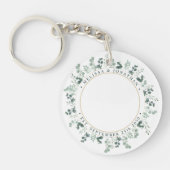 Elegantes Foto Personalisiert Eukalyptus Wedding Schlüsselanhänger (Vorderseite)