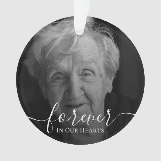 Elegantes Foto Personalisiert Memorial Keppake Ornament (Vorderseite)