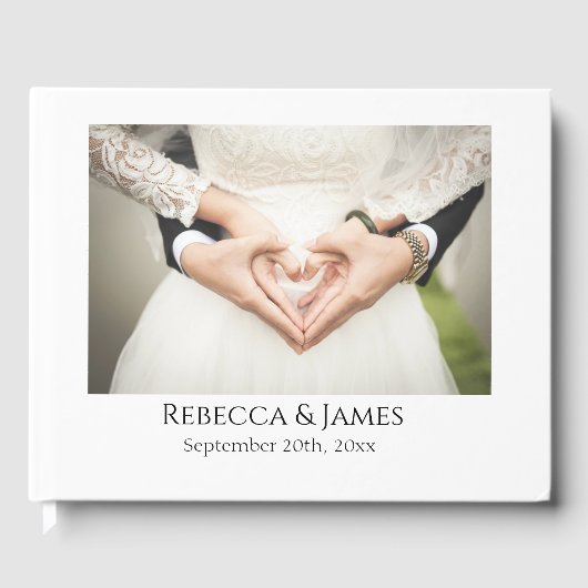 Elegantes Foto Personalisiert Wedding Guest Book Gästebuch (Vorderseite)