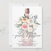 Elegantes Foto Petals & Prosecco Brautparty Einladung (Vorderseite)