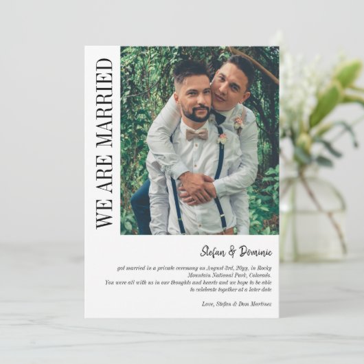 Elegantes Foto Private Zeremonie Ankündigung (Stehend Vorderseite)