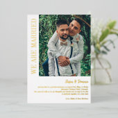 Elegantes Foto Private Zeremonie Folieneinladung (Stehend vorne)