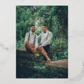 Elegantes Foto Private Zeremonie Folieneinladung (Rückseite)