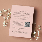 Elegantes Foto QR Code Blush Hochzeitsempfang Ankündigung